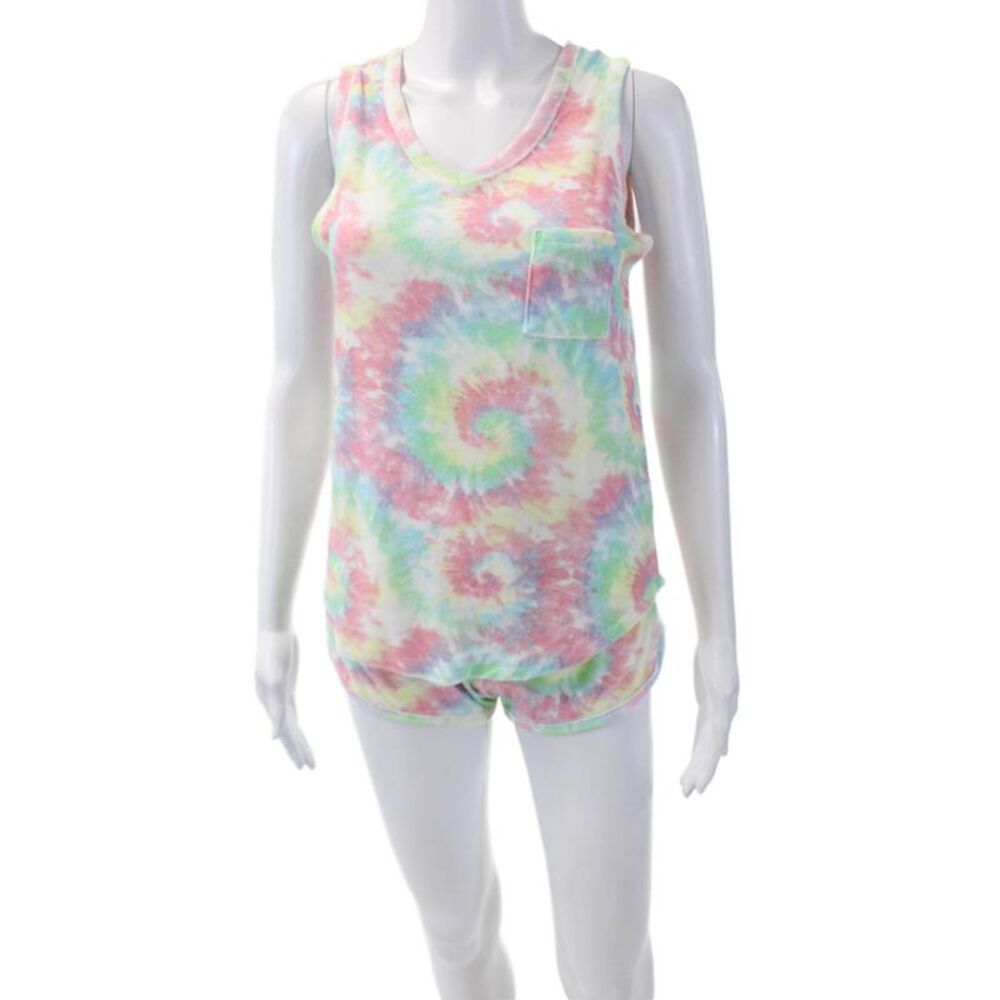 Emerson Womens Textured Sleeveless Tie Dye Tank Top Shorts Set Pink Size XS